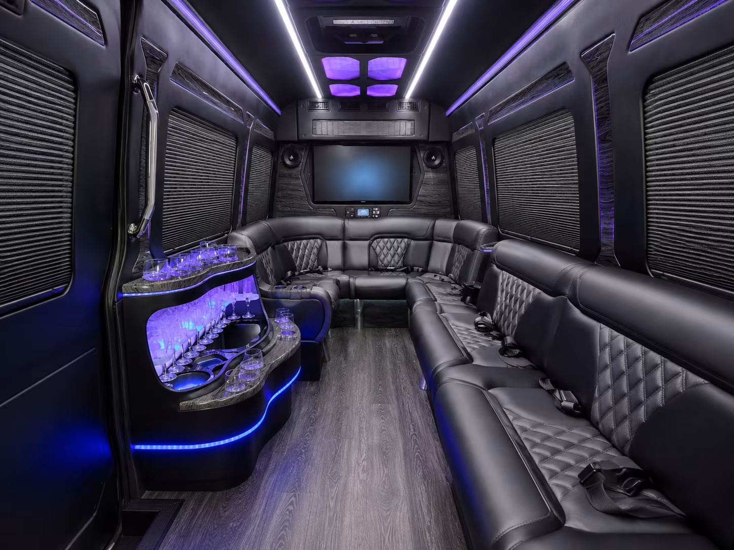 brentwood 50 passenger party bus interior